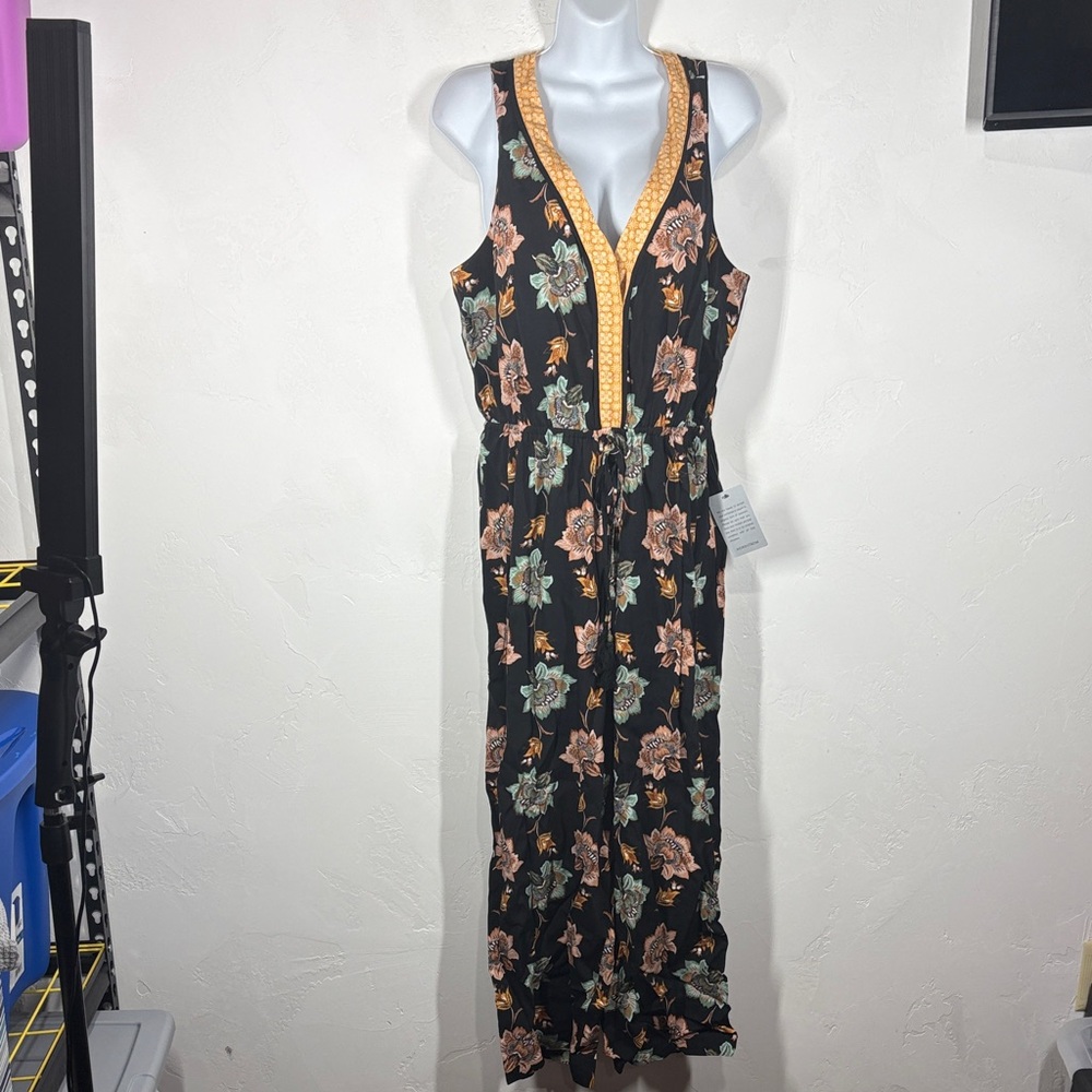 NWT DR2 Floral Black Jumpsuit size medium